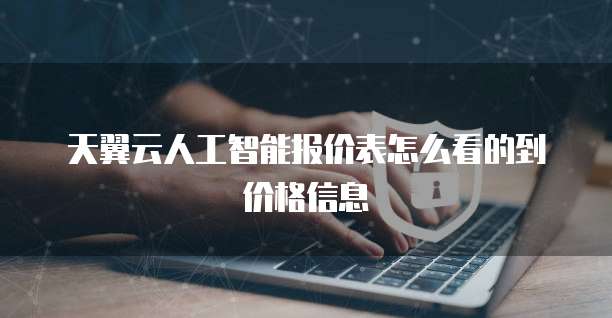 天翼云人工智能报价表怎么看的到价格信息