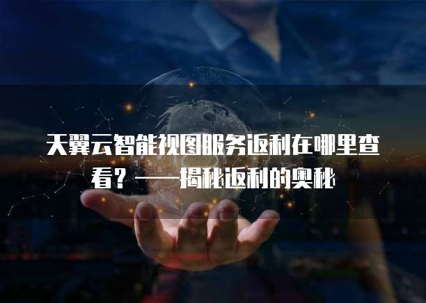 天翼云智能视图服务返利在哪里查看?——揭秘返利的奥秘