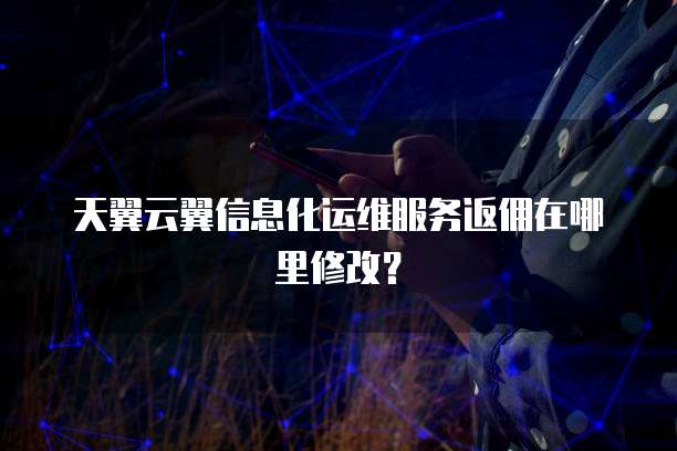 天翼云翼信息化运维服务返佣在哪里修改?