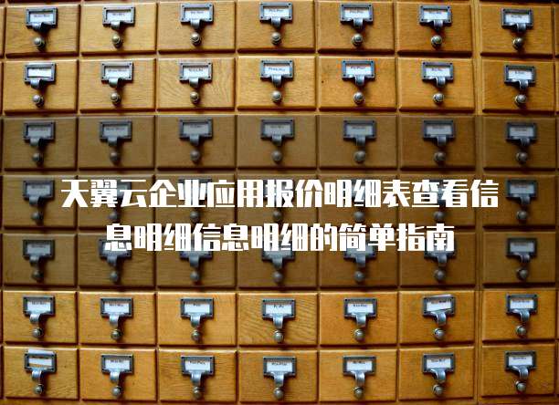 天翼云企业应用报价明细表查看信息明细信息明细的简单指南
