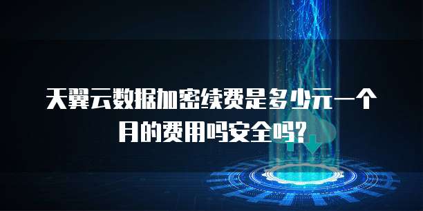 天翼云数据加密续费是多少元一个月的费用吗安全吗?