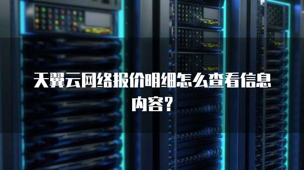 天翼云网络报价明细怎么查看信息内容?
