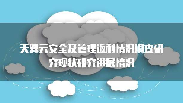 天翼云安全及管理返利情况调查研究现状研究进展情况