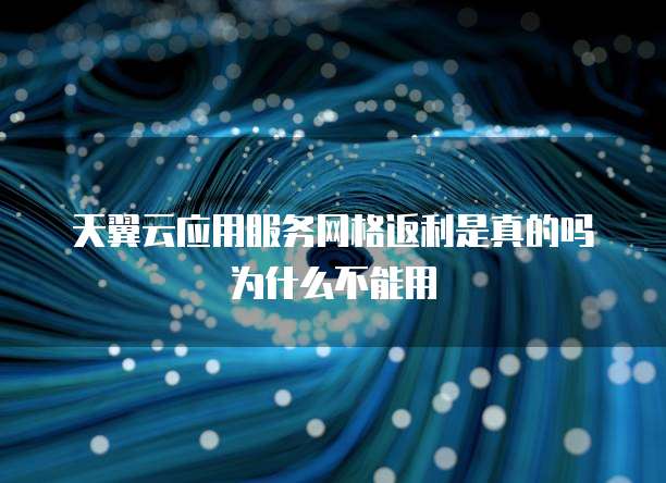 天翼云应用服务网格返利是真的吗为什么不能用