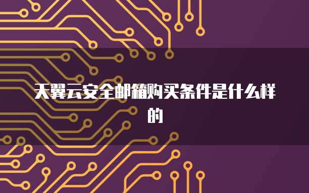天翼云安全邮箱购买条件是什么样的