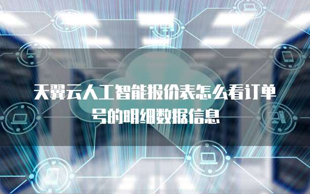 天翼云人工智能报价表怎么看订单号的明细数据信息