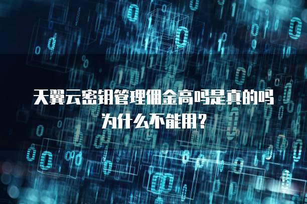 天翼云密钥管理佣金高吗是真的吗为什么不能用？