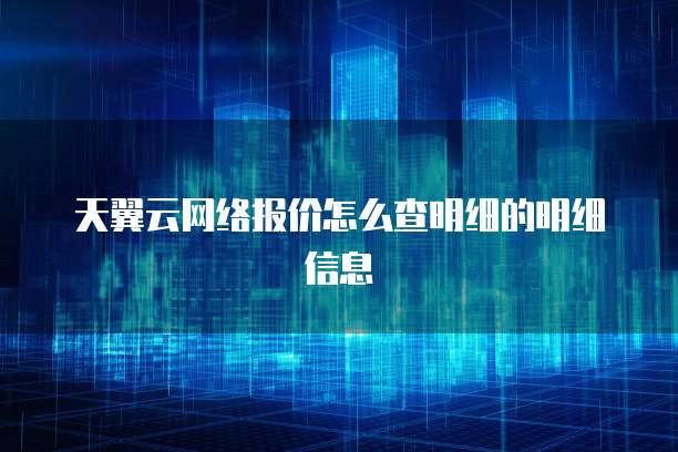 天翼云网络报价怎么查明细的明细信息