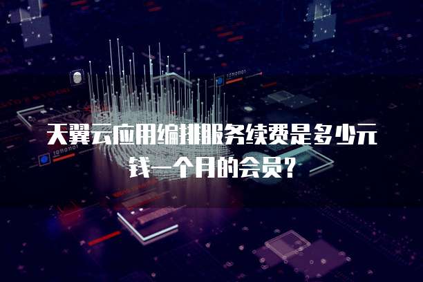 天翼云应用编排服务续费是多少元钱一个月的会员?