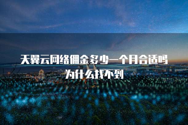天翼云网络佣金多少一个月合适吗为什么找不到
