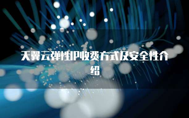 天翼云弹性IP收费方式及安全性介绍
