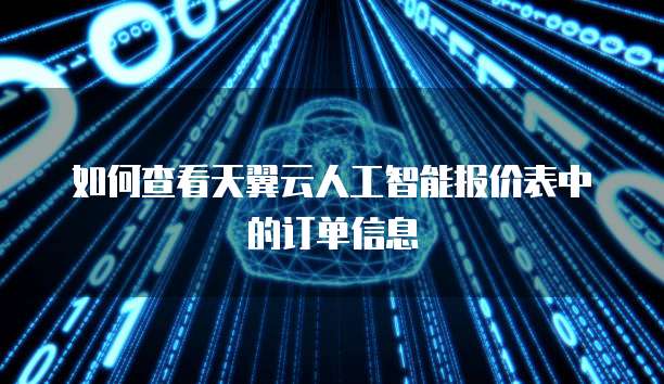 如何查看天翼云人工智能报价表中的订单信息