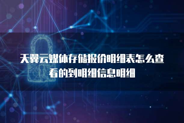 天翼云媒体存储报价明细表怎么查看的到明细信息明细
