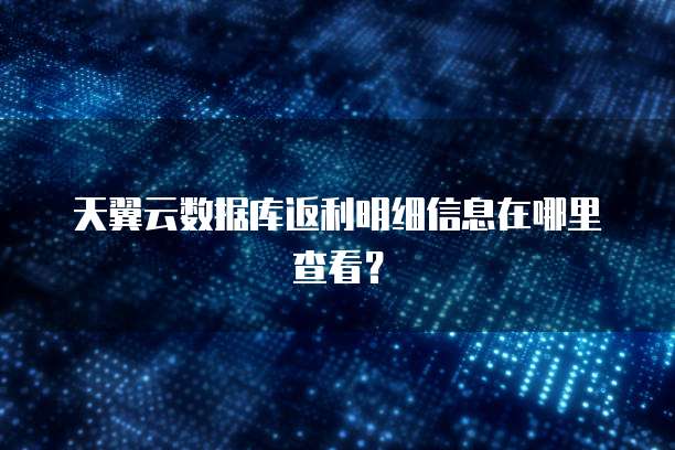 天翼云数据库返利明细信息在哪里查看?