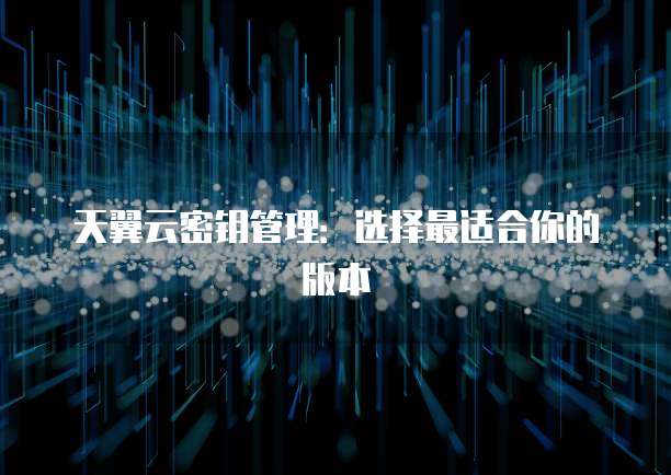 天翼云密钥管理:选择最适合你的版本