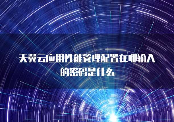 天翼云应用性能管理配置在哪输入的密码是什么