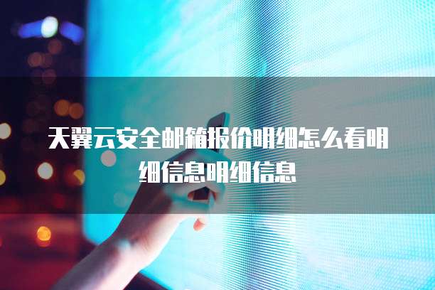 天翼云安全邮箱报价明细怎么看明细信息明细信息