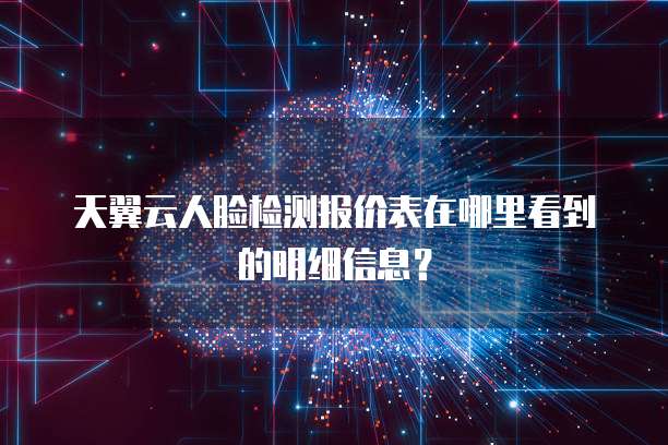 天翼云人脸检测报价表在哪里看到的明细信息?