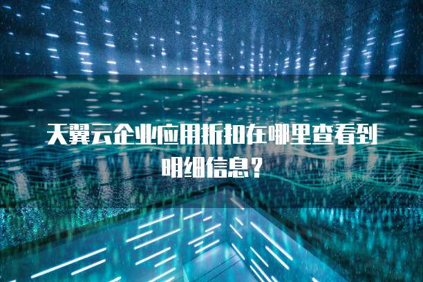 天翼云企业应用折扣在哪里查看到明细信息?