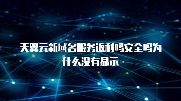 天翼云新域名服务返利吗安全吗为什么没有显示