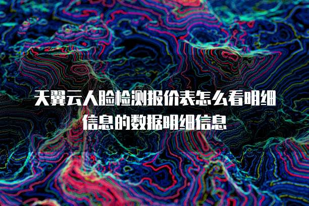 天翼云人脸检测报价表怎么看明细信息的数据明细信息