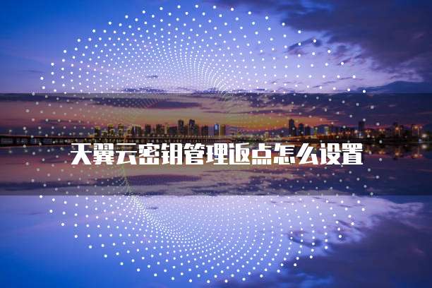 天翼云密钥管理返点怎么设置