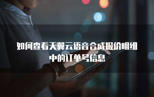 如何查看天翼云语音合成报价明细中的订单号信息