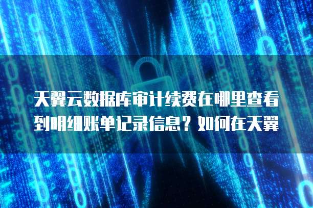 天翼云数据库审计续费在哪里查看到明细账单记录信息?如何在天翼