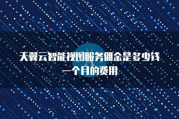 天翼云智能视图服务佣金是多少钱一个月的费用