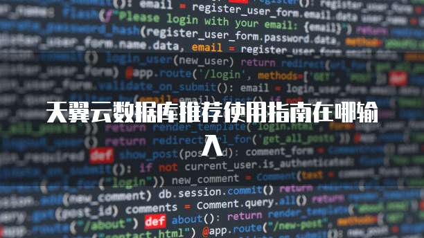 天翼云数据库推荐使用指南在哪输入
