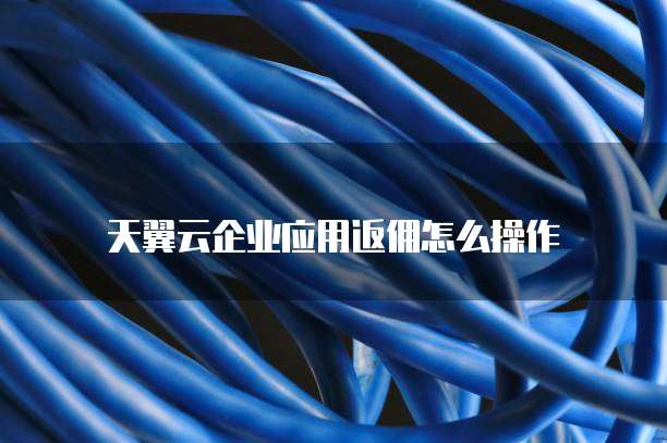 天翼云企业应用返佣怎么操作