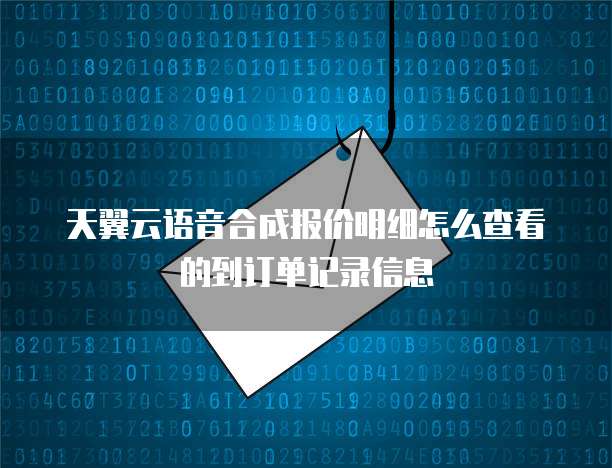 天翼云语音合成报价明细怎么查看的到订单记录信息