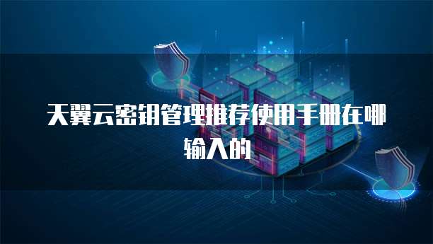 天翼云密钥管理推荐使用手册在哪输入的