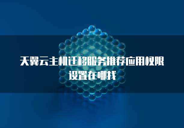 天翼云主机迁移服务推荐应用权限设置在哪找