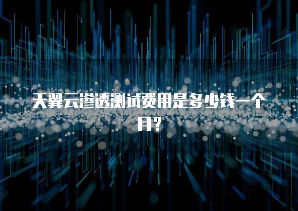 天翼云渗透测试费用是多少钱一个月?