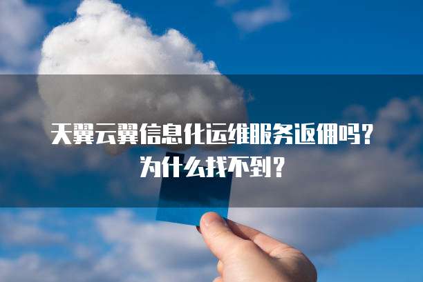 天翼云翼信息化运维服务返佣吗?为什么找不到?