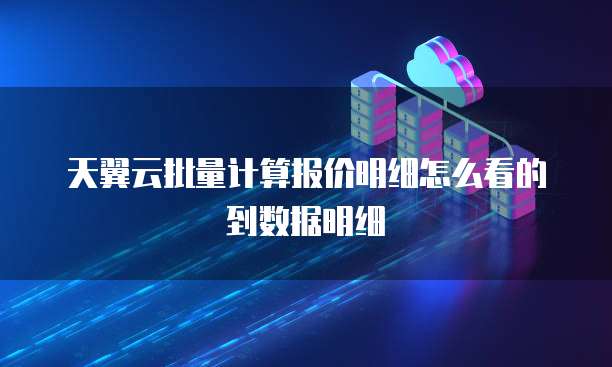天翼云批量计算报价明细怎么看的到数据明细