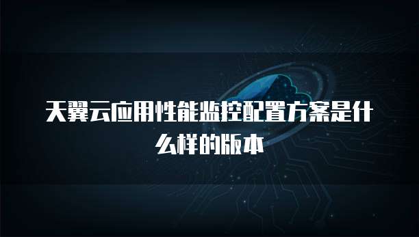 天翼云应用性能监控配置方案是什么样的版本