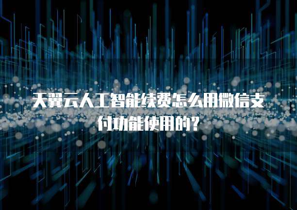 天翼云人工智能续费怎么用微信支付功能使用的?
