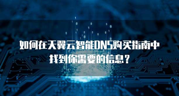 如何在天翼云智能DNS购买指南中找到你需要的信息?