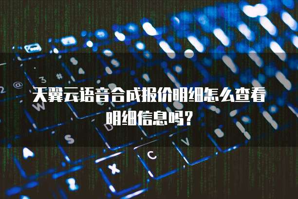 天翼云语音合成报价明细怎么查看明细信息吗？