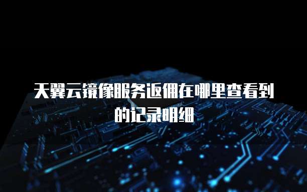天翼云镜像服务返佣在哪里查看到的记录明细