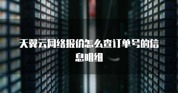 天翼云网络报价怎么查订单号的信息明细