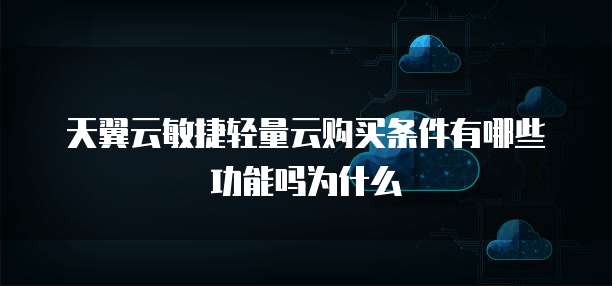天翼云敏捷轻量云购买条件有哪些功能吗为什么