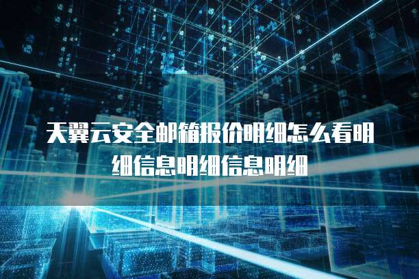 天翼云安全邮箱报价明细怎么看明细信息明细信息明细