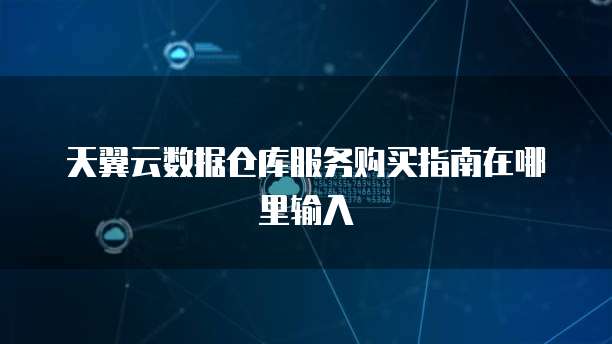 天翼云数据仓库服务购买指南在哪里输入