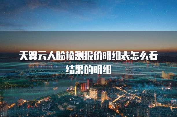 天翼云人脸检测报价明细表怎么看结果的明细
