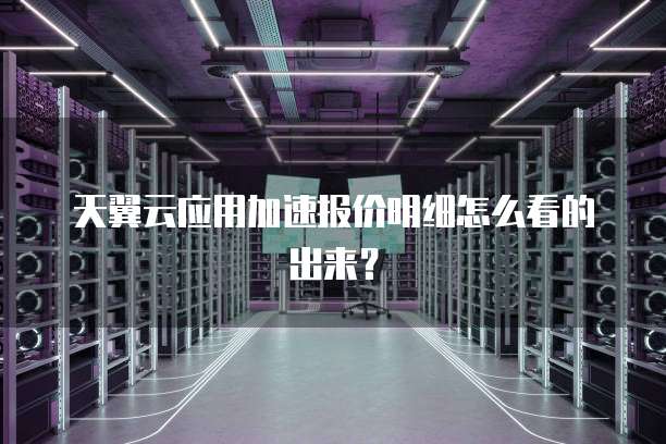 天翼云应用加速报价明细怎么看的出来?