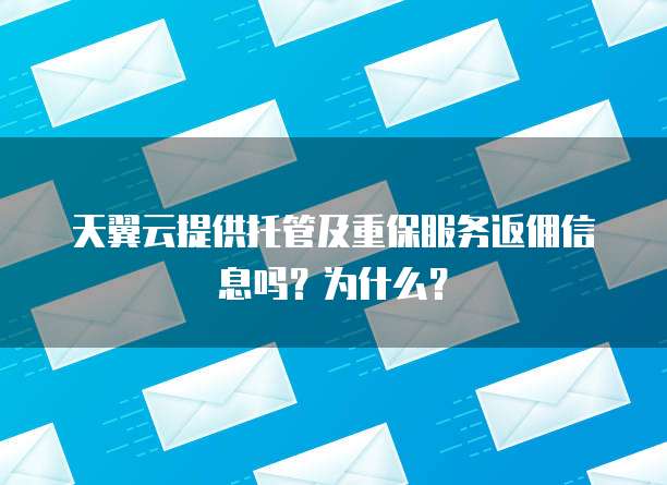 天翼云提供托管及重保服务返佣信息吗?为什么?