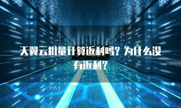 天翼云批量计算返利吗?为什么没有返利?